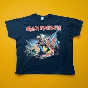 Vintage Iron Maiden The Trooper Pacific T-Shirt XXL Band Concert Black Eddie Y2K